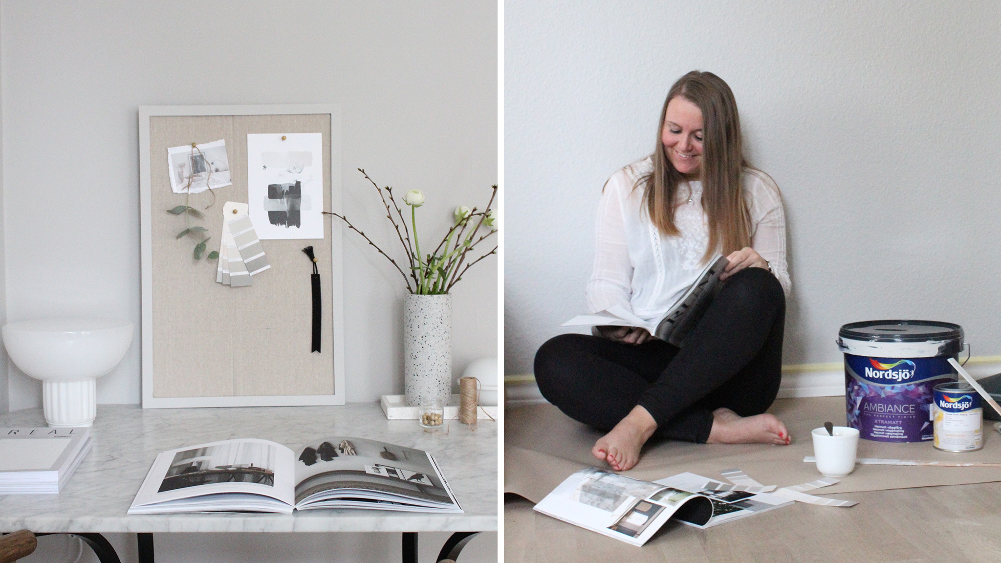 CarlaSofieMolge male vægge i stue CarlaSofieMolge laver moodboard
