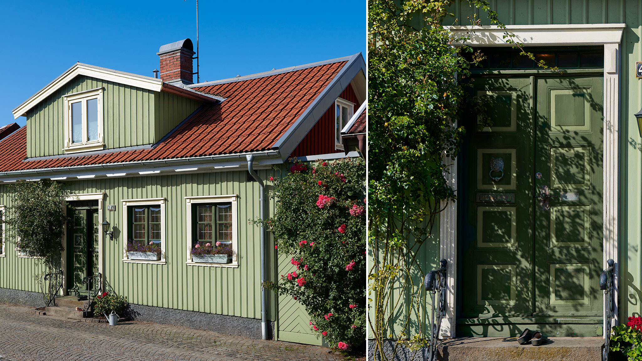 Grøn fasade og dørre Grøn fasade og dørre